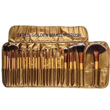 Kylie Makeup Brush Set 24 Pcs, Makeup Brushes for Women & Girls, Eyeliner, Eye Shadow, Eye Brow, Foundation, Powder Liquid Cream Blending Brush, Premium Wooden Handles with Pouch Case