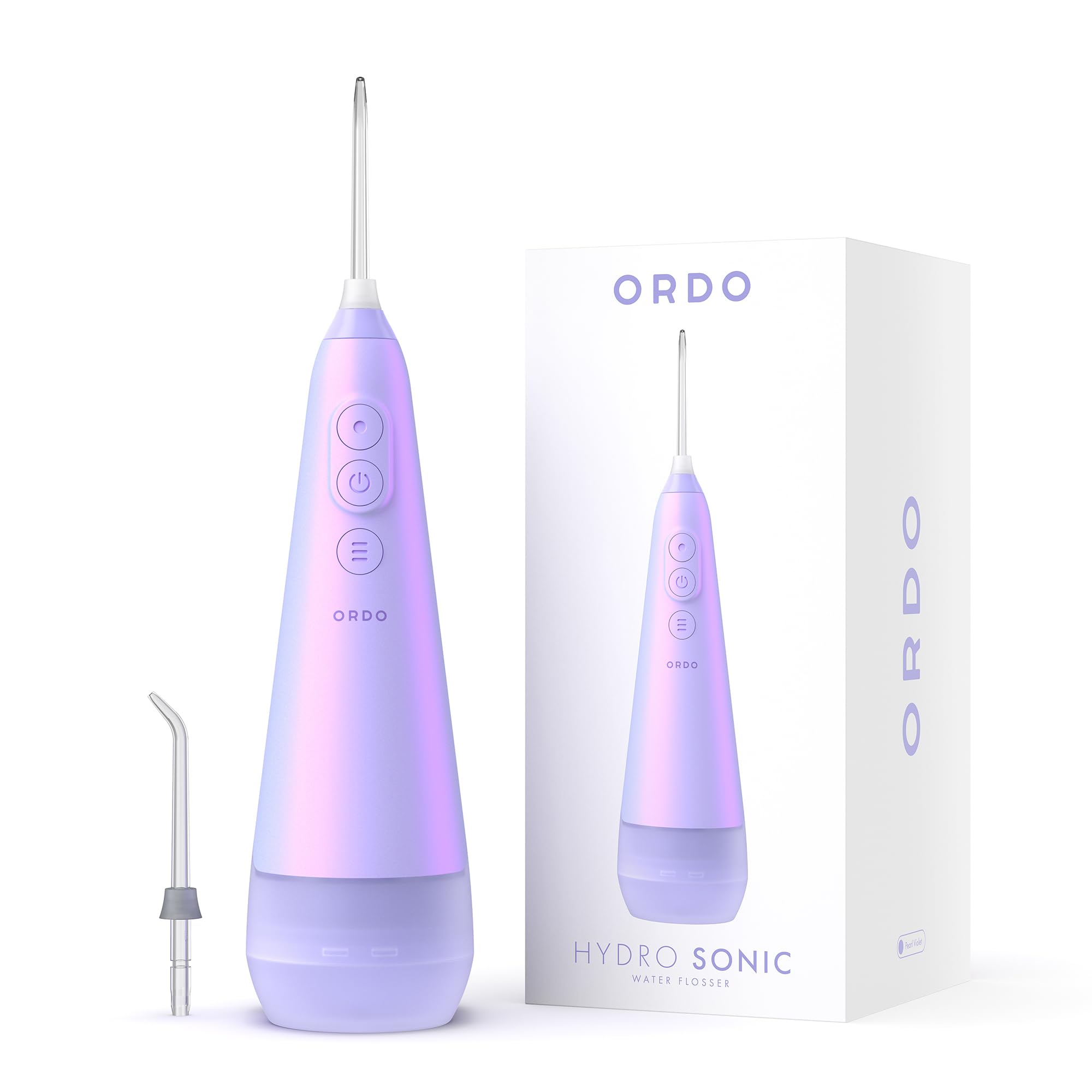 Ordo Water Flossers for Teeth, Cordless IPX7 Waterproof Oral Irrigator, 3 Pressure Settings, Portable, Rechargeable Electric Sonic Flosser, Dental Professional Recommended, Pearl Violet
