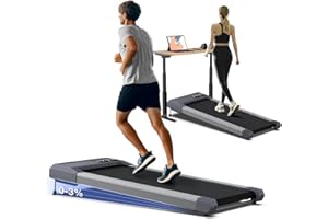 COZYINN Walking Pad Under Desk Treadmills for Home, Treadmill 265/300/320+lbs Capacity, 3%/5%/10% Adjustable Incline, Portable Treadmill Upright Store, Smart Treadmill with Preset Programs and Real Sceneries