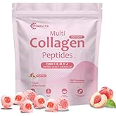 180 Count Marine Collagen Gummies for Women Men Sugar Free, Hydrolyzed Collagen Peptides Type I,II,III,V,X w/ 5000 Mcg Biotin,Hyaluronic Acid, Vitamin C A D E B6 B12 for Skin Hair Nails Bone Health