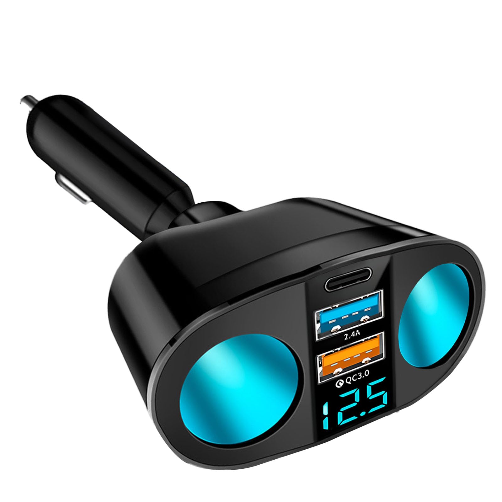 MVCUASF Car Charger Cigarette Lighter Adapter QC3.0 & PD Cigarette Lighter USB Socket Cigarette Lighter with LED Voltmeter 12V/24V Car USB Charger Splitter Fast Charging for Smart Phone GPS Dashcam