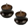 T Tulead Brown Curtain Rod Finial Screw on Drapery Rod End Caps 2PCS