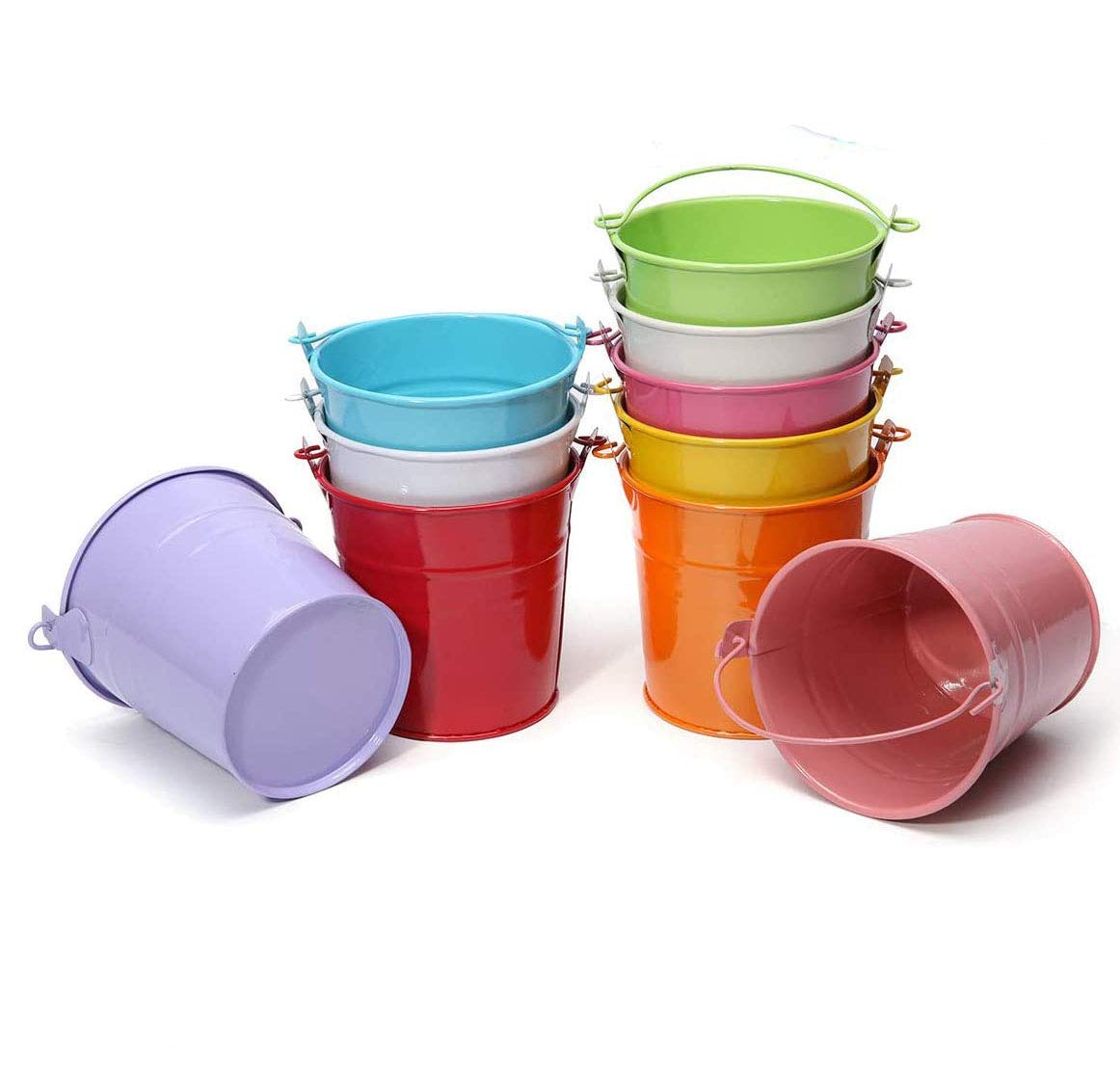 Dproptel All-in-1 Portable Flower Pots,Sand bucket, Iron Hanging Flower Pots, Balcony Garden Pots Wall Planters Desktop Storage Bucket for Home Decoration - 10 Colors