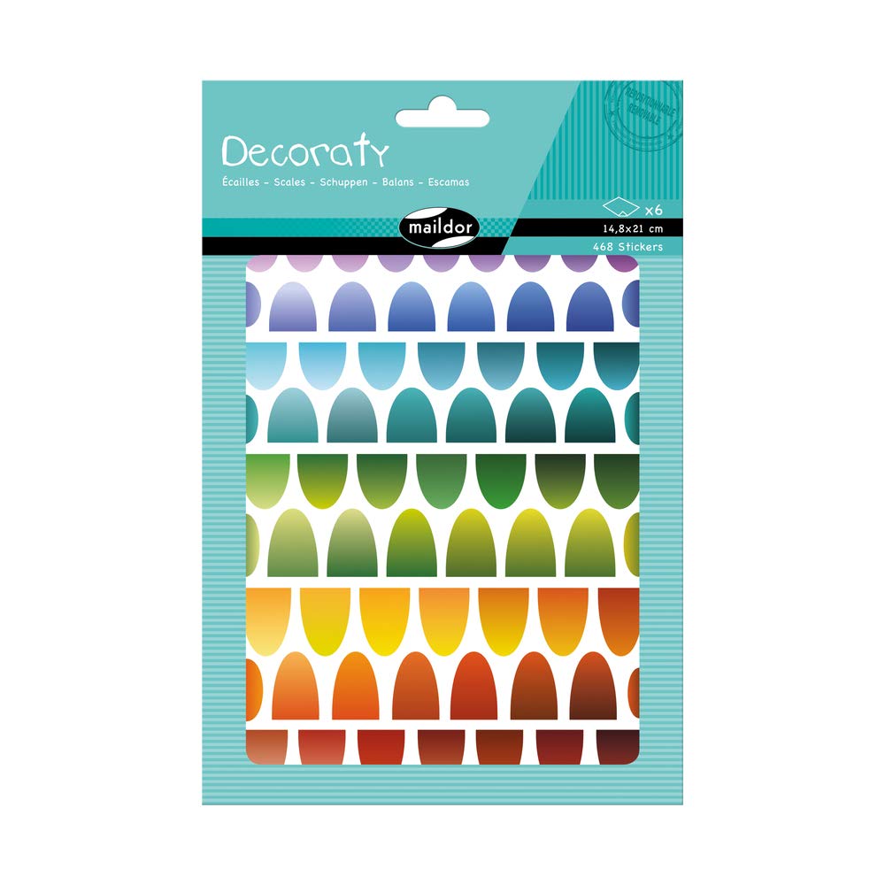 Maildor AE164C - STICKERS Decorations - 6 sheets - Dimensions: 21 cm x 14,8 cm - SCALES (468 stickers) - Children's Creative and Leisure Activity - DIY