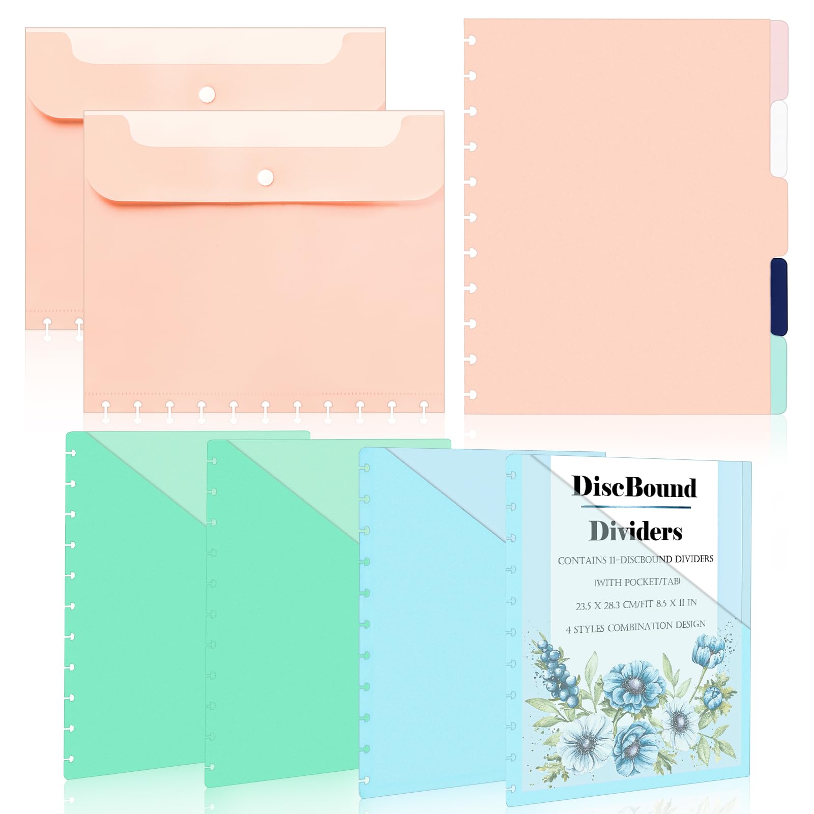 Photo 1 of (4 Styles 11Pcs) Letter Size Discbound Pocket Dividers Planner Pocket Inserts 11 Disc Pocket Inserts Disc Planner Cover Discbound Notebook Accessories Discbound Pocket Folders 8.5 x 11inch for Office