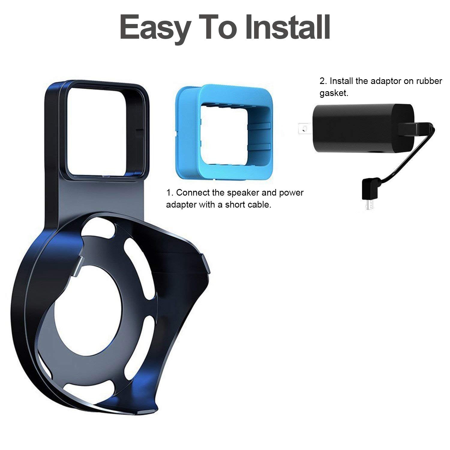 Echo Dot Wall Mount Outlet Hanger - Idealife Speakers Holder for Dot 2nd Generation Speaker Alexia Echo Dot Bracket Plug Mount with Alexa Short Charging Cable, Space-Saving Speaker Hanger (Black)