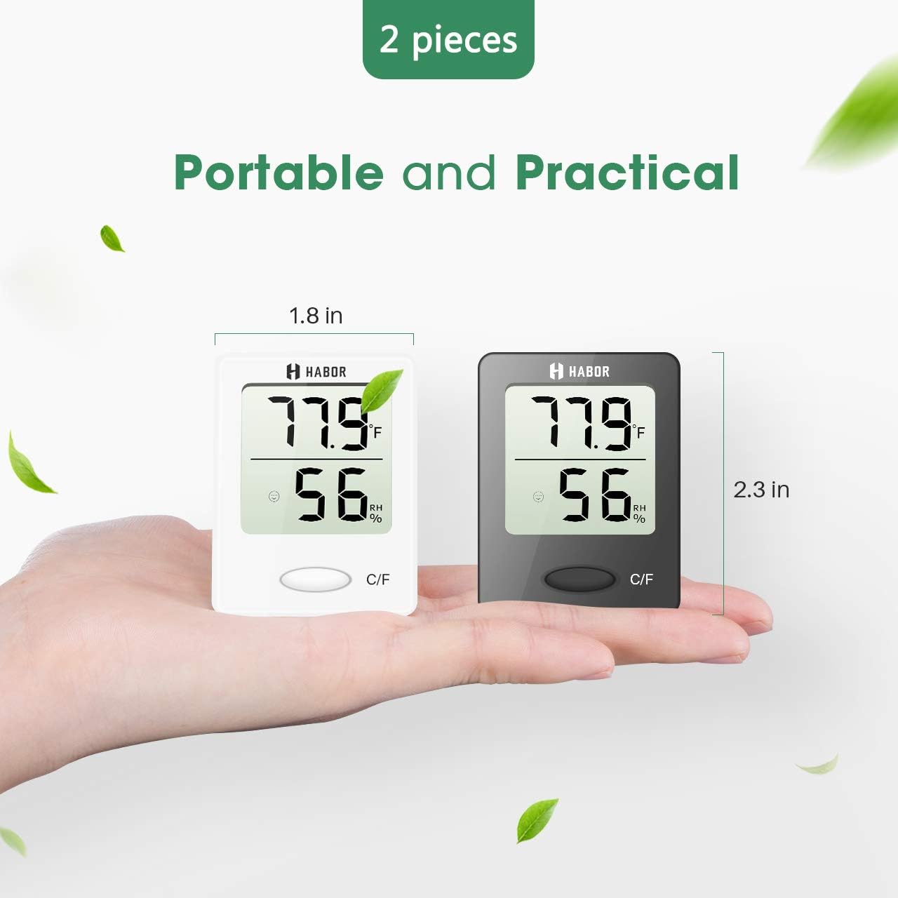 Habor Thermometer Indoor (2 Pack), Superior Mini Digital Hygrometer