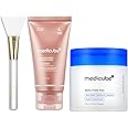 medicube Korean Viral Duo for Glass Glow Skin: Zero Pore Pads 2.0 and Collagen Overnight Wrapping Peel Off Facial Mask Pack and Jelly Brush