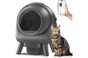 QXPZTK Self Cleaning Litter Box for Multiple Cats – Automatic Cat Litter Box with App Control, Odor-Free Waste Disposal, Dual Safety Sensors, Litter Bags, BlackGrayK4