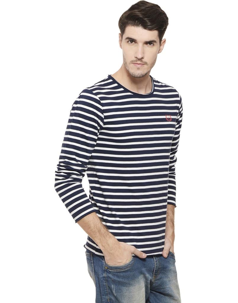 rigo men's cotton striped full sleeves t-shirt