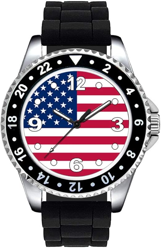 Timest Bandera de Estados Unidos de América Reloj Unisex con Correa