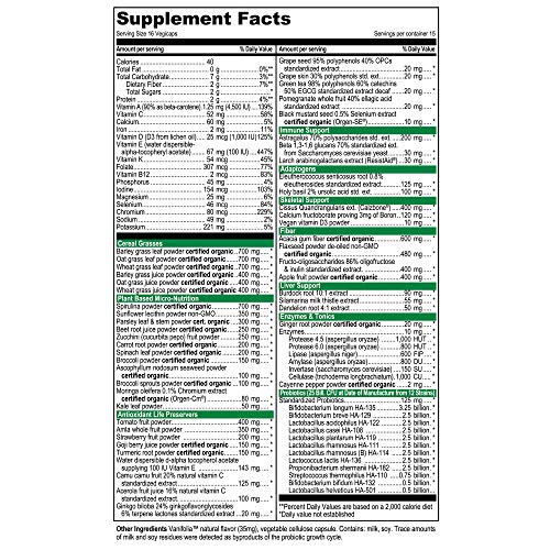 Vibrant Health, Green Vibrance, Vegetarian Superfood Capsules with Over 70 Ingredients, 25 Billion Probiotics, 240 Capsules (15 Servings)