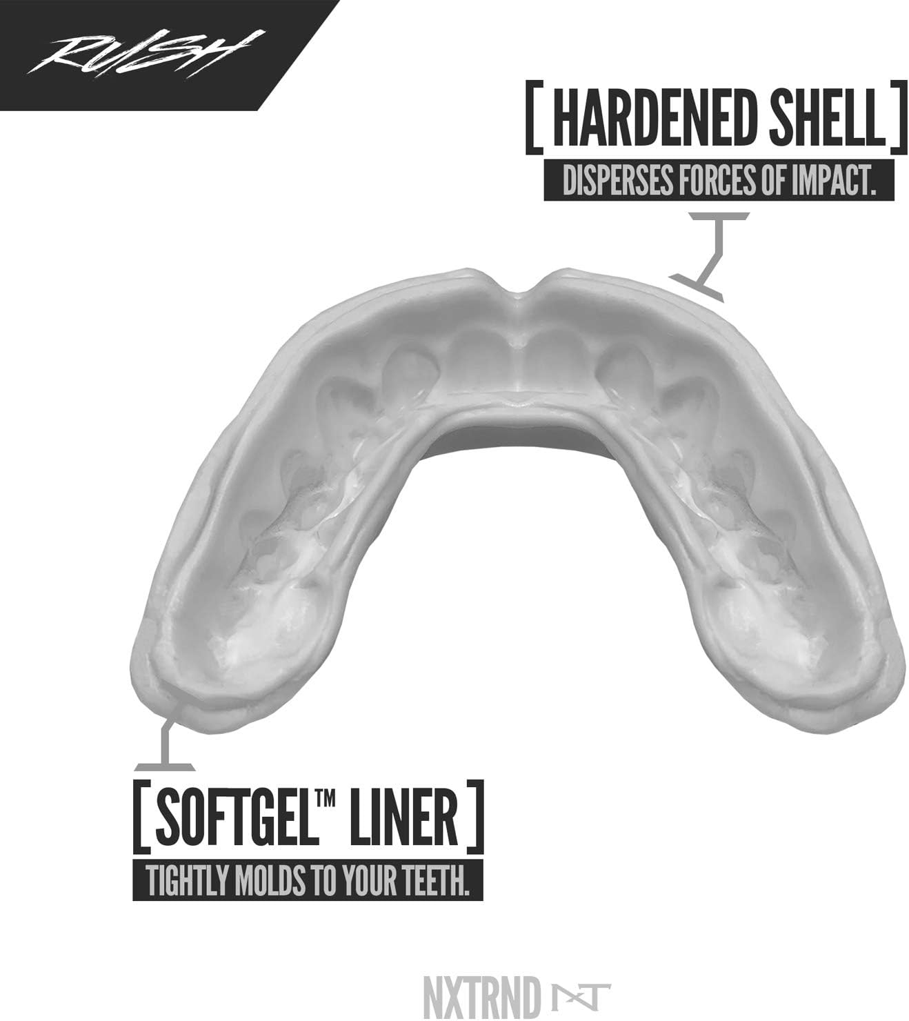 2 Pack Nxtrnd Rush Mouth Guard Sports, Professional Mouthguards for Boxing, Football, MMA, Wrestling, Lacrosse, and All Sports, Fits Adults, Youth, and Kids 11+ (B&W Fang) : Sports & Outdoors