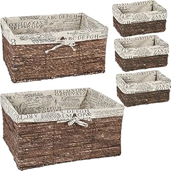 Juvale Wicker Basket - 5 Pack Storage Baskets for Shelves with Woven Liner