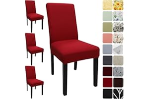 Keyroal Dining Room Chair Covers Set of 4, Stretch Solid Color Parsons Chair Slipcovers Spandex Removable Washable Kitchen Chair Protector Cover for Dining Room, Hotel, Ceremony(Red)
