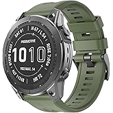 OVERSTEP Compatible with Fenix 7X Band, 26mm Width Soft Silicone Watch Strap for Garmin Fenix 5X/Fenix 5X Plus/Fenix 6X/Fenix 6X Pro Smartwatch (Military Green)