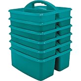 Teacher Created Resources Teal Portable Plastic Storage Caddy 6-Pack for Classrooms, Kids Room, and Office Organization, 3 Compartment