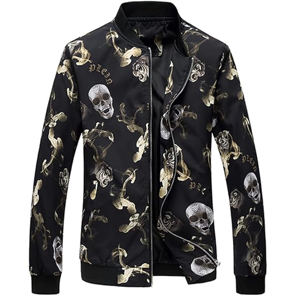 Amazon.com: HENGAO Men's Stylish Flowers Print Zipper Front Bomber