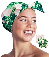 Kitsch Luxury Reusable Waterproof Shower Cap for Women Men Palm Leaves view 8