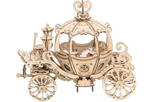 Rowood 3D Puzzles for Adults, Wooden Model Kits for Kids, DIY STEM Toy for Teens Boys and Girls Ages 8+ - Pumpkin Cart (182 Pieces)