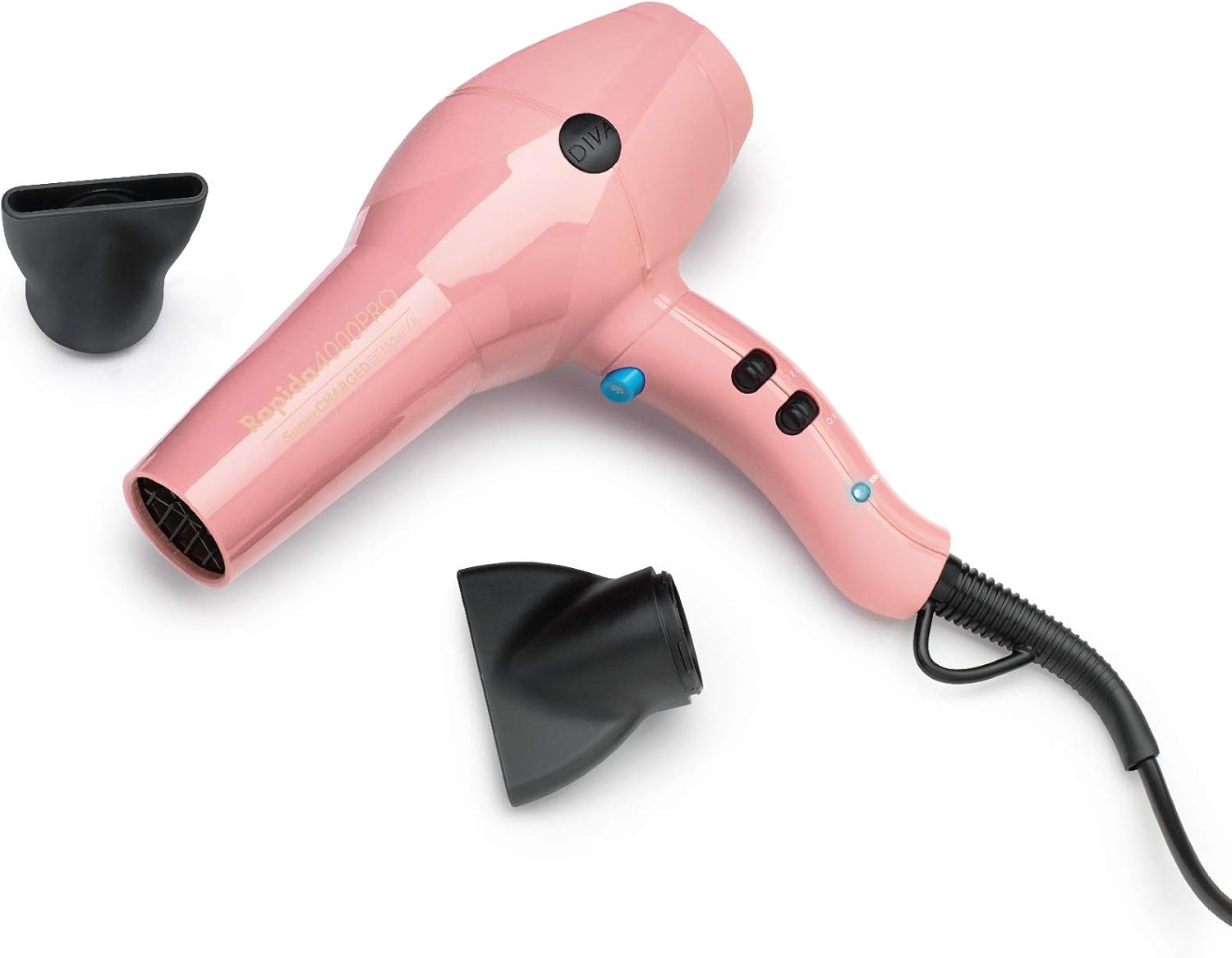 Diva Pro Styling Rapida 4000 Pro Dryer Blush - 2200W Professional Hairdryer with Ionic Conditioning, PRO114