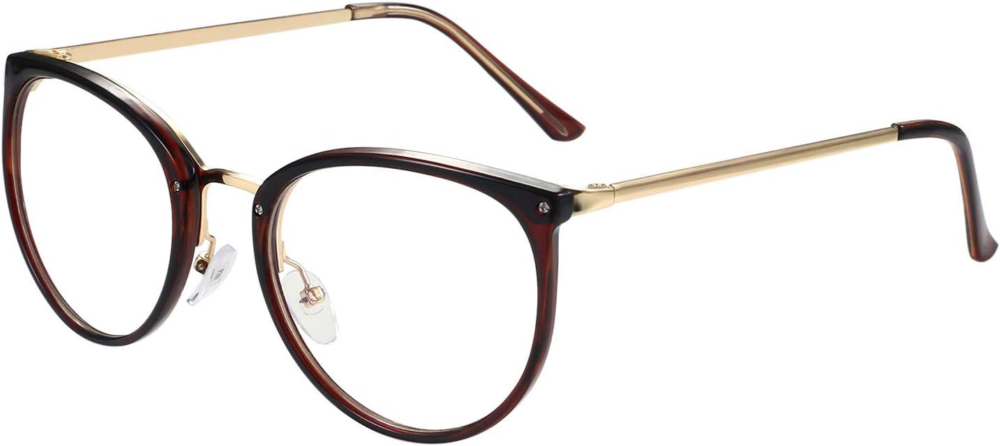 Blue Light Block Glasses|Round Optical Eyewear Non-Prescription Eyeglasses Frame for Women
