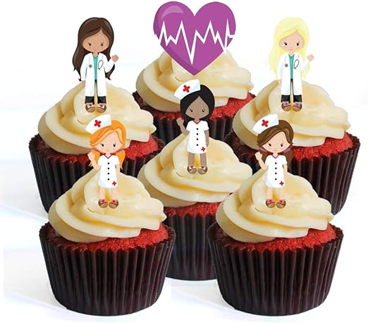 Amazon Com Girl Female Nurses Doctors Hospital 1 Edible Cupcake