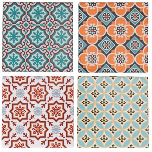 Valladolid - Juego de 4 azulejos decorativos (11 x 11 cm, cerámica, fondo de corcho)