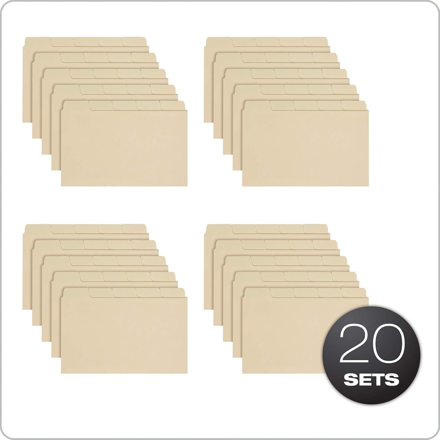 Oxford Index Card Guides with Blank Tabs, 3 x 5 Inches, 1/5 Cut Tabs, Manila, 100 per Box (40352) : Office Products