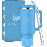 MARAZONE 40 oz Tumbler with Lid and Straw | Leakproof Travel Mug | Cupholder Compatible | Insulated Stainless Steel Cup for Hot or Cold Drinks | BPA-Free - Sky Blue
