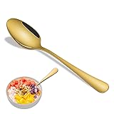 16-Piece 7.3 Inches Gold Soup Spoon,Gold Stainless