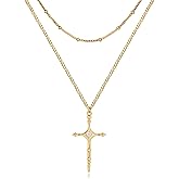 GDCOIN Layered Gold Cross Necklace for Women 18K Gold Plated Faith Necklace Cubic Zirconia Cross Pendant Dainty Chain Prayer Religious Jewelry