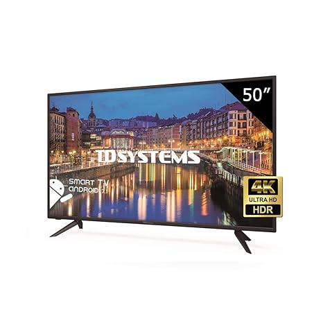 TD Systems K50DLH8US - Fernseher Led 50 Zoll Ultra HD 4K, auflösung 3840 x 2160, HDR10, 3X HDMI, VGA, 2X USB, Smart TV.