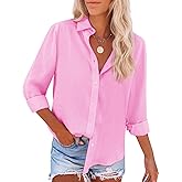 siliteelon Button Down Shirts for Women Dress Shirts Cotton Long Sleeve Collared Blouse Work Business Casual Tops