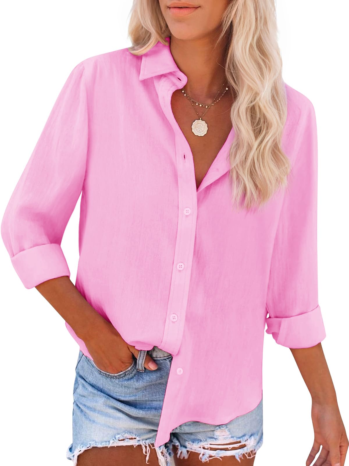 siliteelon Button Down Shirts for Women Dress Shirts Long Sleeve ...