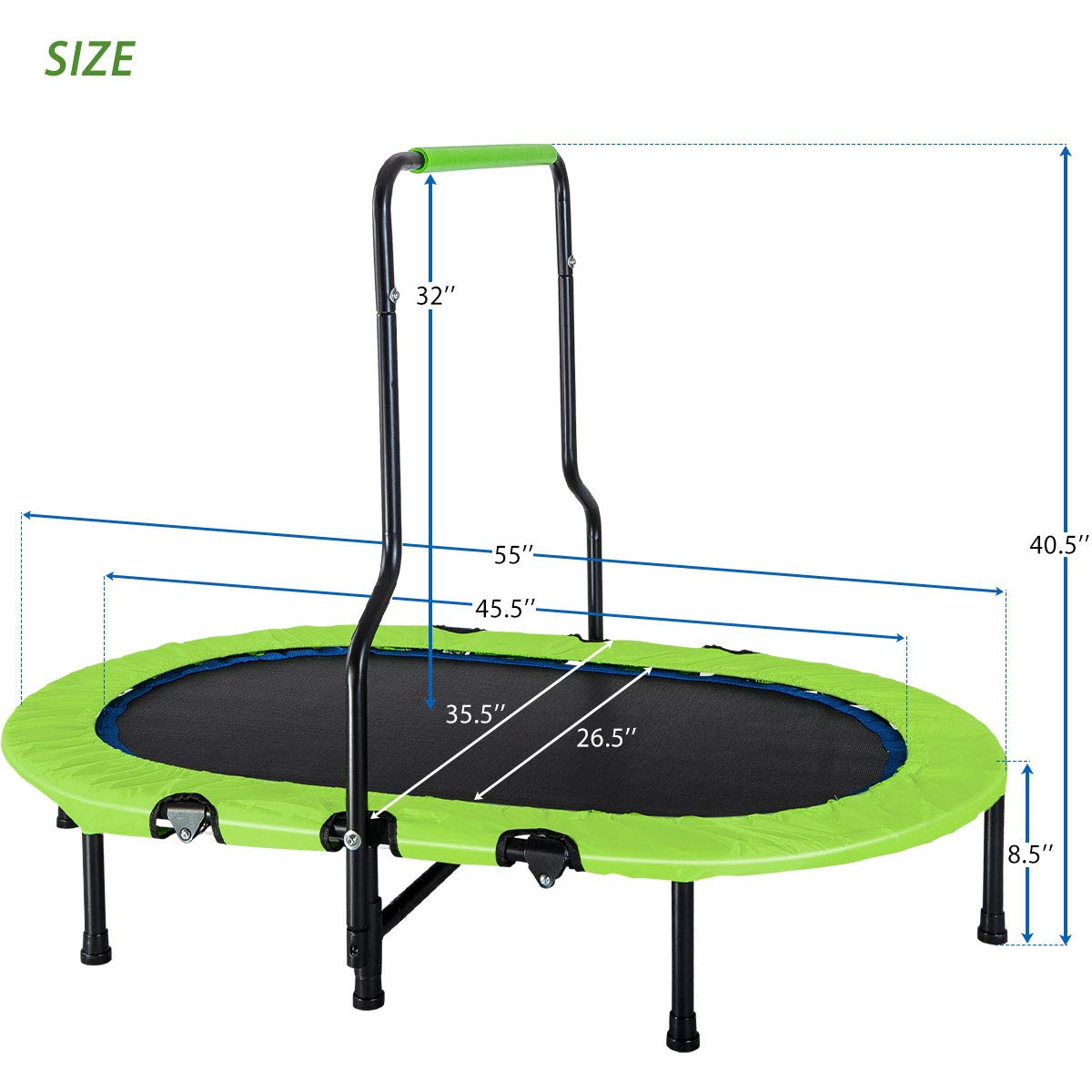 Foldable NoSpring Band Rebounder Merax Kids Trampoline with Handrail