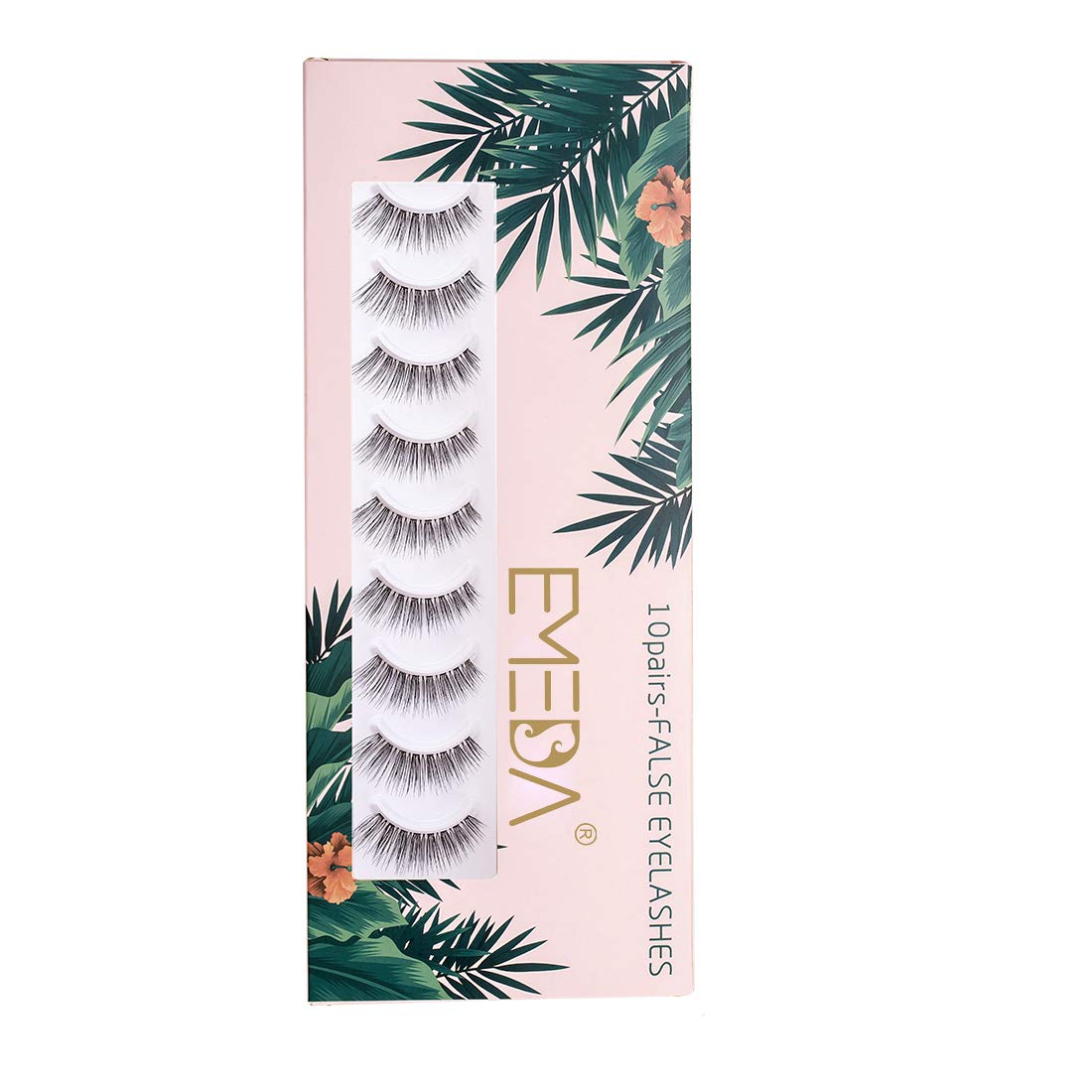 10 pairs Natural False eyelashes 3D Fake Lashes 100% Handmade Short Soft Reusable Eye Lash Transparent Strip Lashes Natural looking eyelash by EMEDA (False Lashes 05)