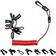 TXRXIZ Universal Boat Safety Lanyard Kill Switch with 7 Keys, Compatible with Mercury Yamaha Honda Tohatsu Johnson Evinrude Suzuki Jet Ski Outboard Marine Engine Cutoff Switch Cord Tether