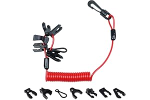 TXRXIZ Universal Boat Safety Lanyard Kill Switch with 7 Keys, Compatible with Mercury Yamaha Honda Tohatsu Johnson Evinrude Suzuki Jet Ski Outboard Marine Engine Cutoff Switch Cord Tether
