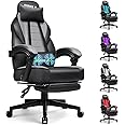 BOSSIN Gaming Chair with Massage, Ergonomic Heavy Duty Design with Footrest and Lumbar Support, Large Size Cushion High Back Office Chair, Big and Tall Gaming Computer Chair for Kids