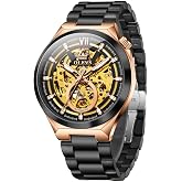 OLEVS Men's Automatic Watch Mechanical Movement, Skeleton Watch for Men | 316L Stainless Steel Band, Luxury Self-Wind Men's w