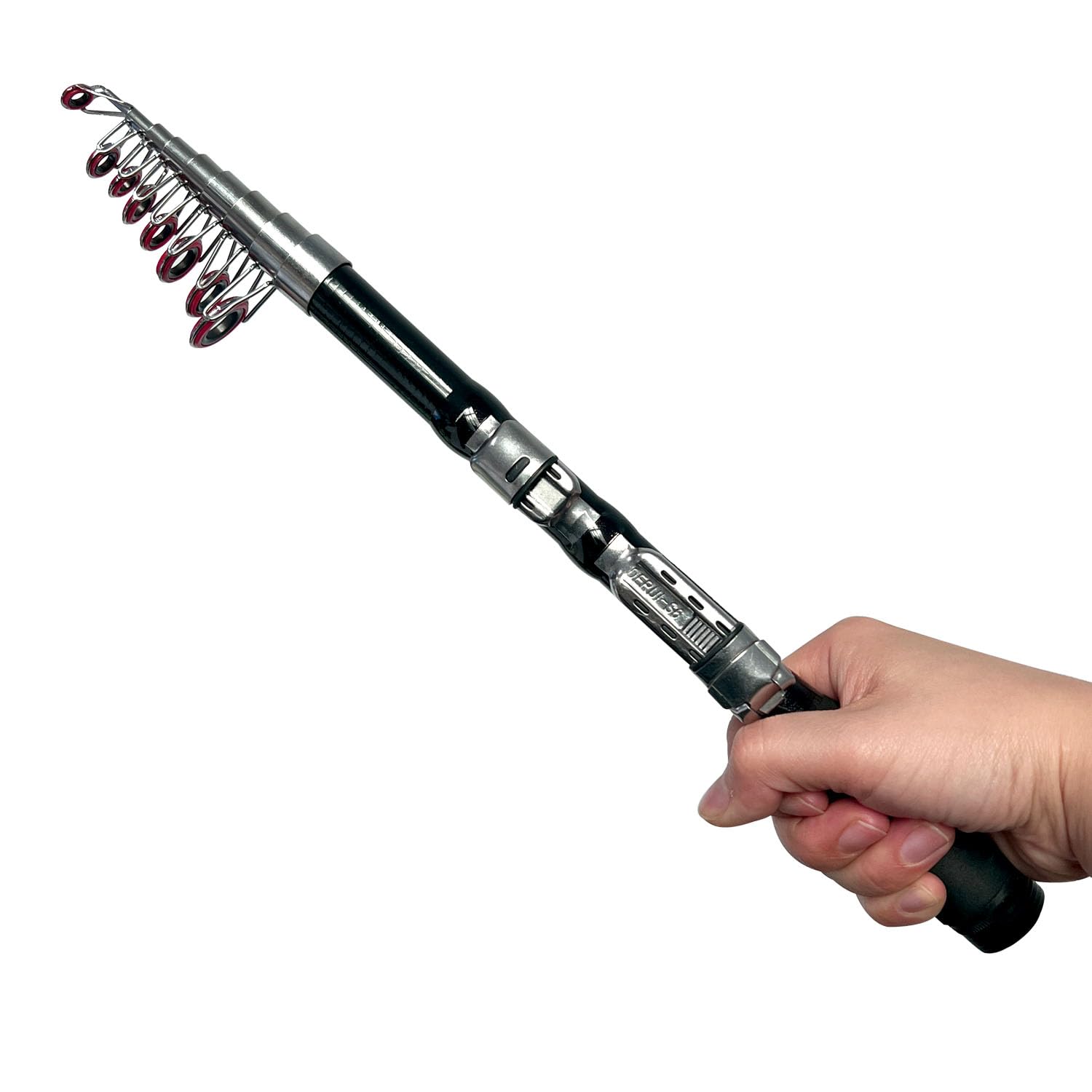 Dingbear Telescopic Fishing Rod - Carbon Mini Fishing Rod, Long-Range Casting Sea Fishing Rod, Not Easy To Break, Easy To Carry, Suitable For Rivers, Lakes And Oceans(Black-1.8m)