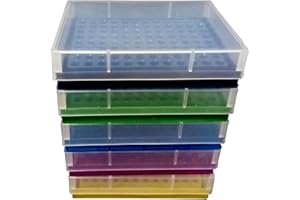 PUL FACTORY Plastic 96-Well PCR Rack for 0.2ml Micro Centrifuge Tube, Assorted Colors, Pack of 5