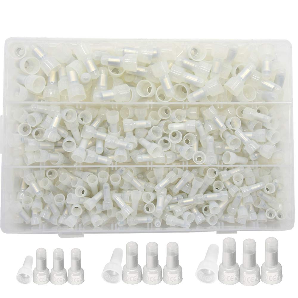 Yosawo 430 Pieces Nylon Wire Caps Power Cable Closed End Crimp Terminals Closed End Electrical Connectors Kit 22-16/16-14/12-10 AWG Gauge (NLM)