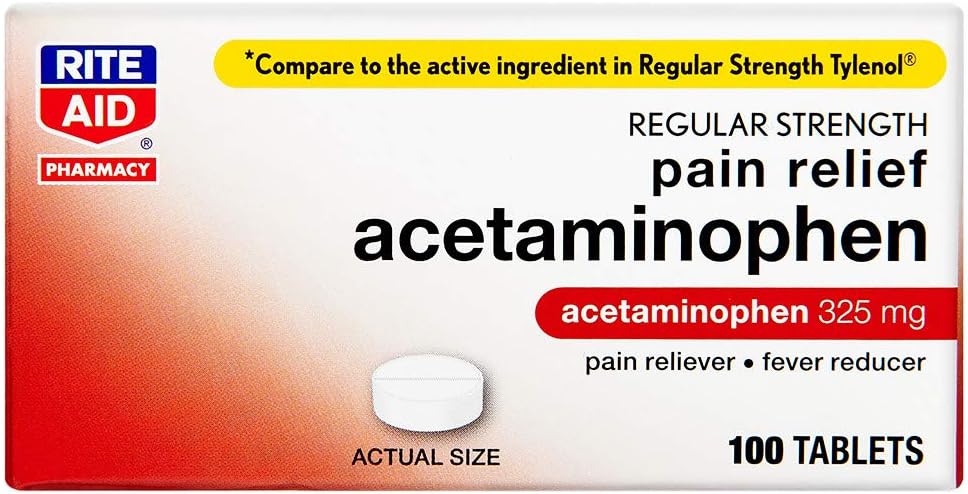 Rite Aid Regular Strength Acetaminophen, 325mg - 100 Tablets | Pain Reliever and Fever Reducer: Health & Personal Care