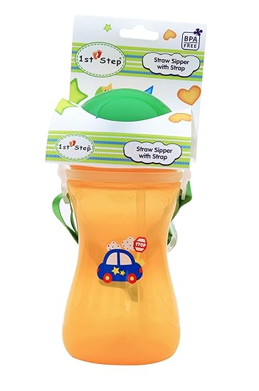 1st Step Straw Sipper with Strap Orange