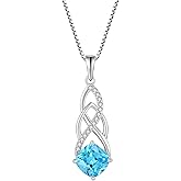 Blaniy Infinity Necklace 925 Sterling Silver Celtic Knot Pendant Princess Cut Birthstone Necklace Jewelry Gifts for Women