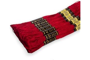 UMC STAG 12 Pieces Red 47/321 Premium Embroidery Thread | 100% Egyptian Cotton Premium Skeins | Cross Stitch Embroidery Floss | Oeko TEX Certified Stranded Cotton (Red)