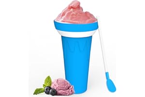 LATIBELL Slushy Cup Slushie Maker Cup Slushie Cup Maker Squeeze Cool Stuff Double Layer Silicone Slush Cup 16.9 Ounce Summer Cooling Cup with Straw and Spoon Light Blue