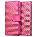 iPhone 6S Plus Case, Terrapin [Pink] [Etched Floral Pattern] Textured PU Leather Wallet Case with Card Slots ID Window Cash Compartment and Detachable Wrist Strap Case for iPhone 6 Plus / 6S Plus - Pink